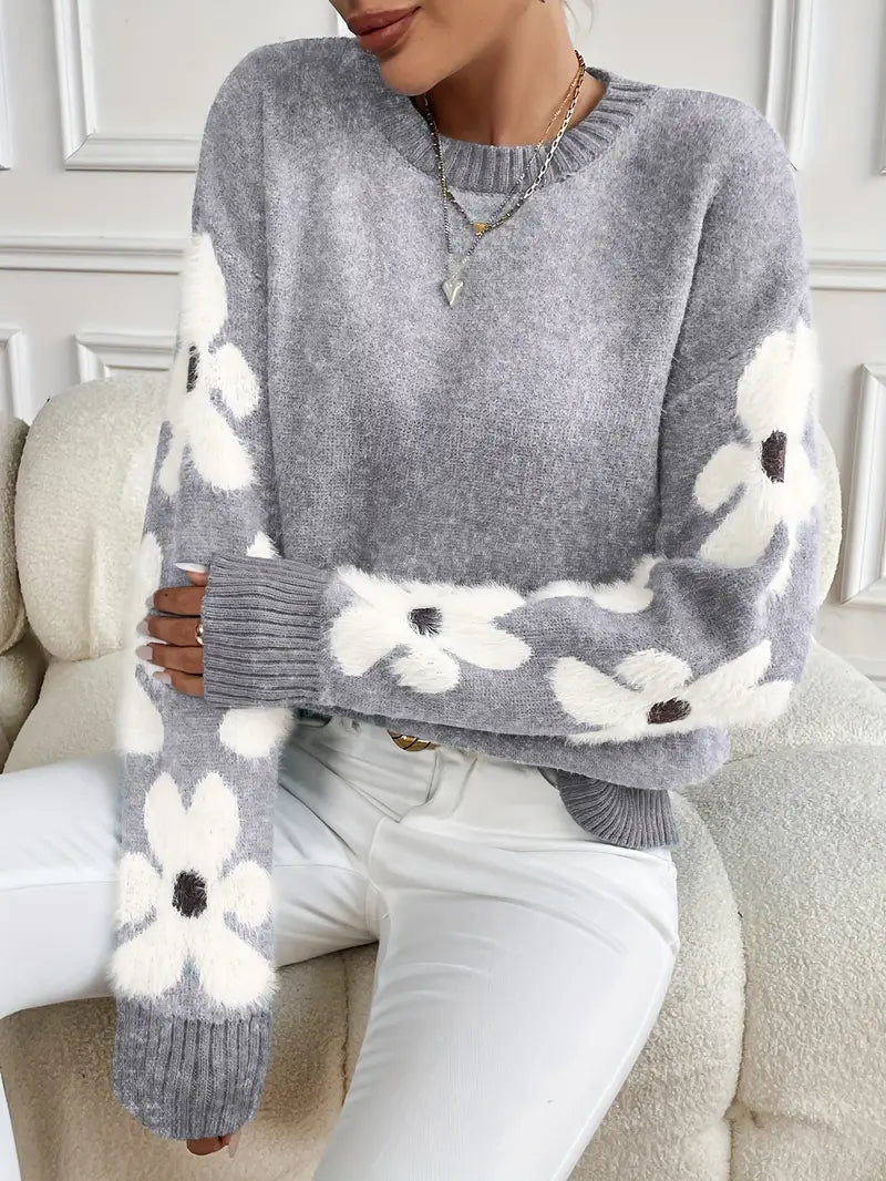 Daisy™ | Floral Appliqué Knit Sweater