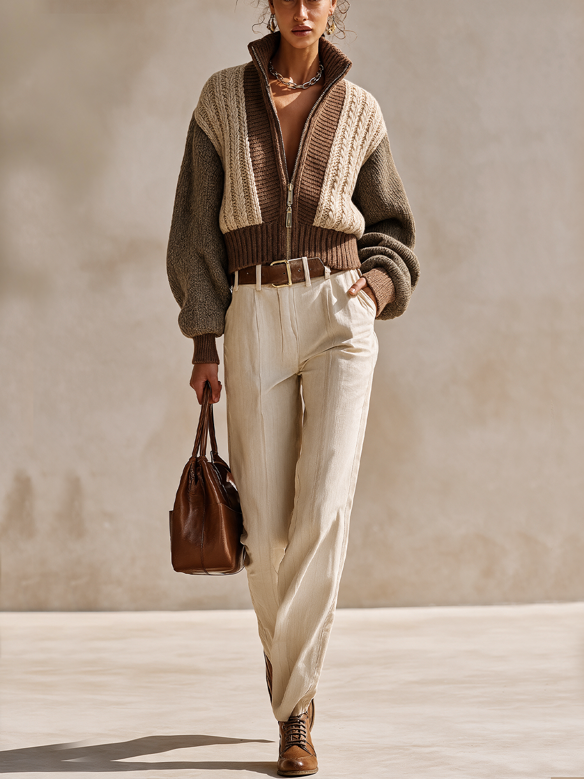 Blythe™ | Color Block Cable Knit Jacket