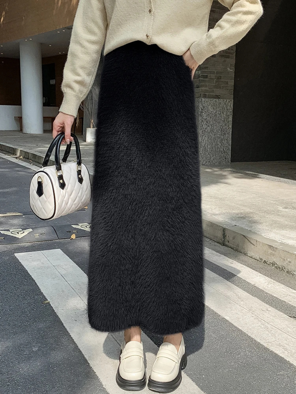Clairmont™ | Faux Fur Maxi Skirt