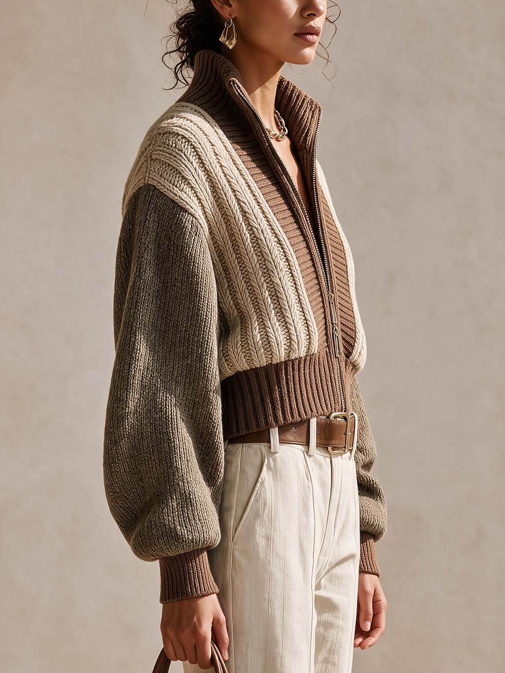 Blythe™ | Color Block Cable Knit Jacket