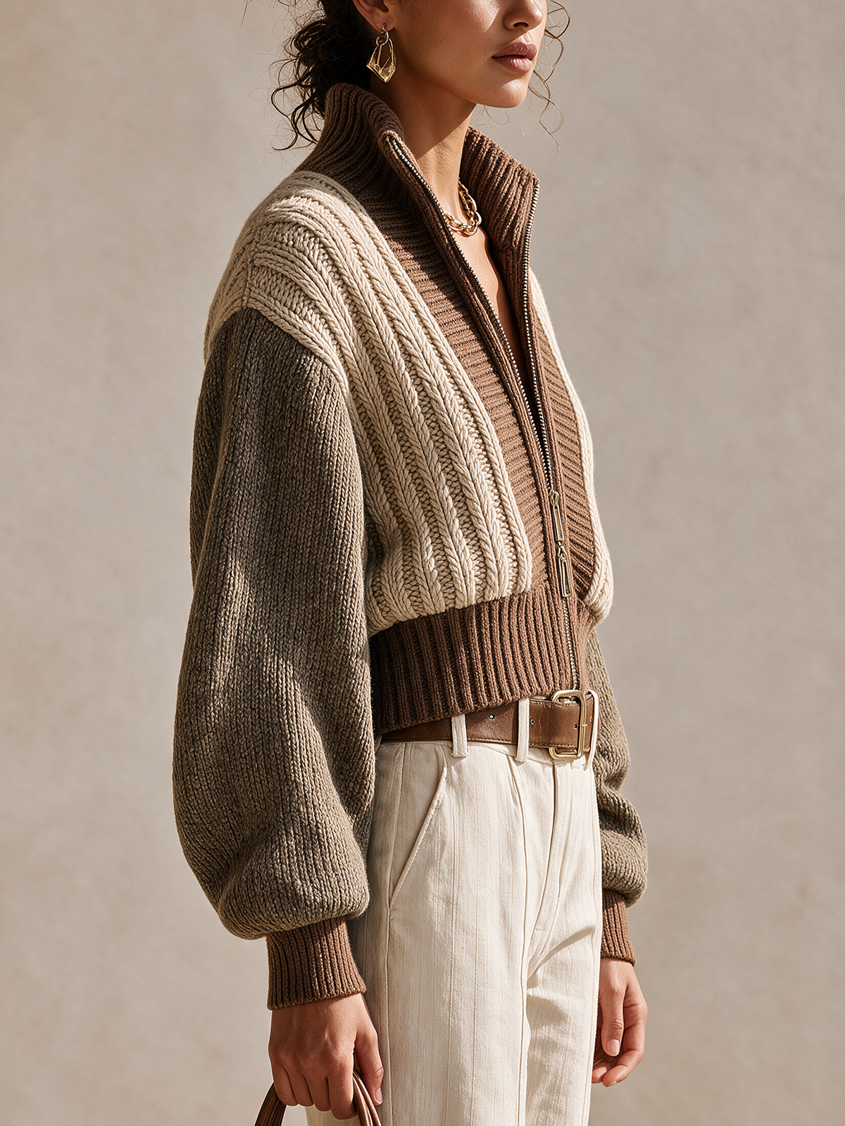 Blythe™ | Color Block Cable Knit Jacket