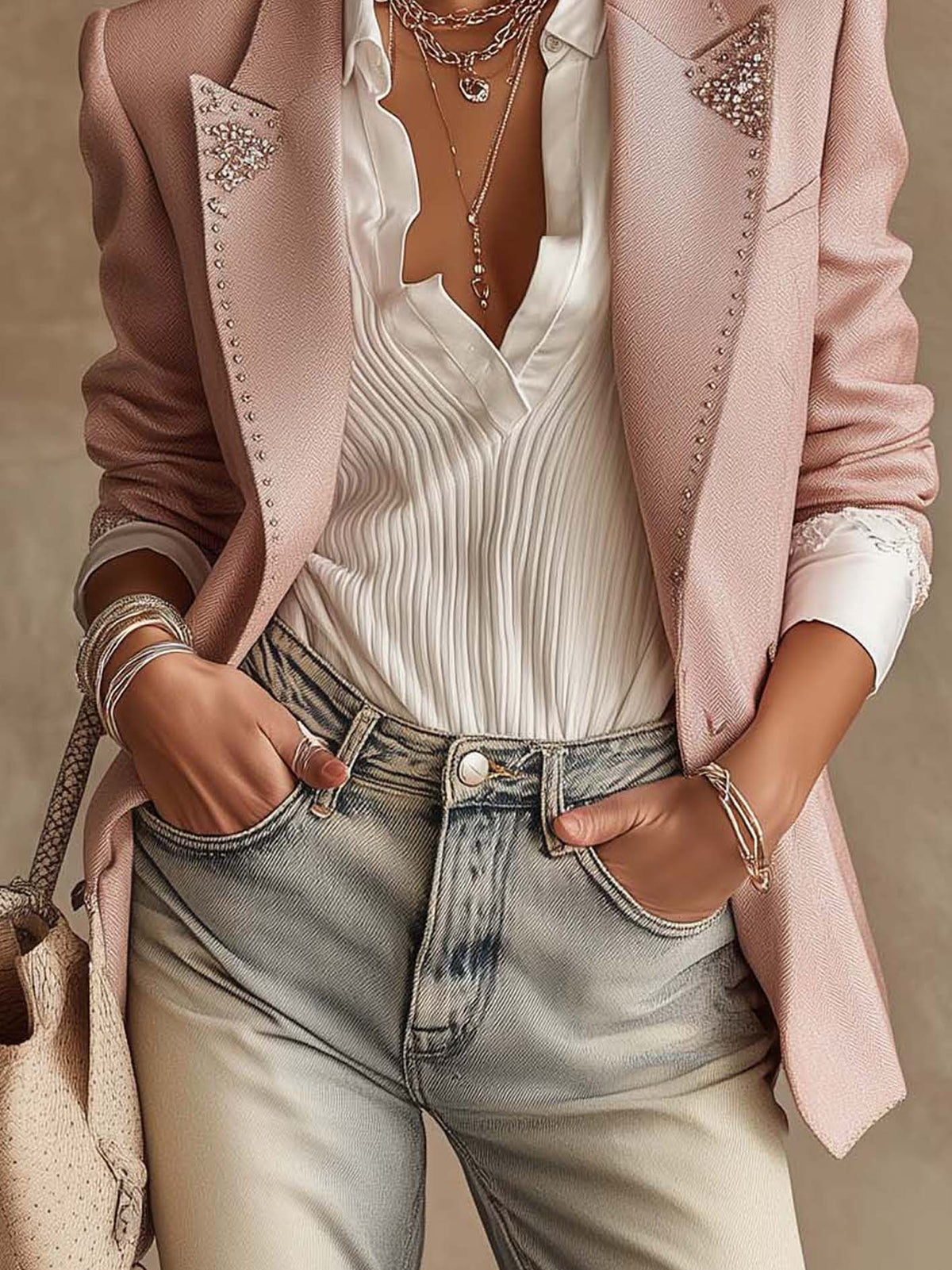 Crystal™ | Pink Rhinestone Tailored Blazer
