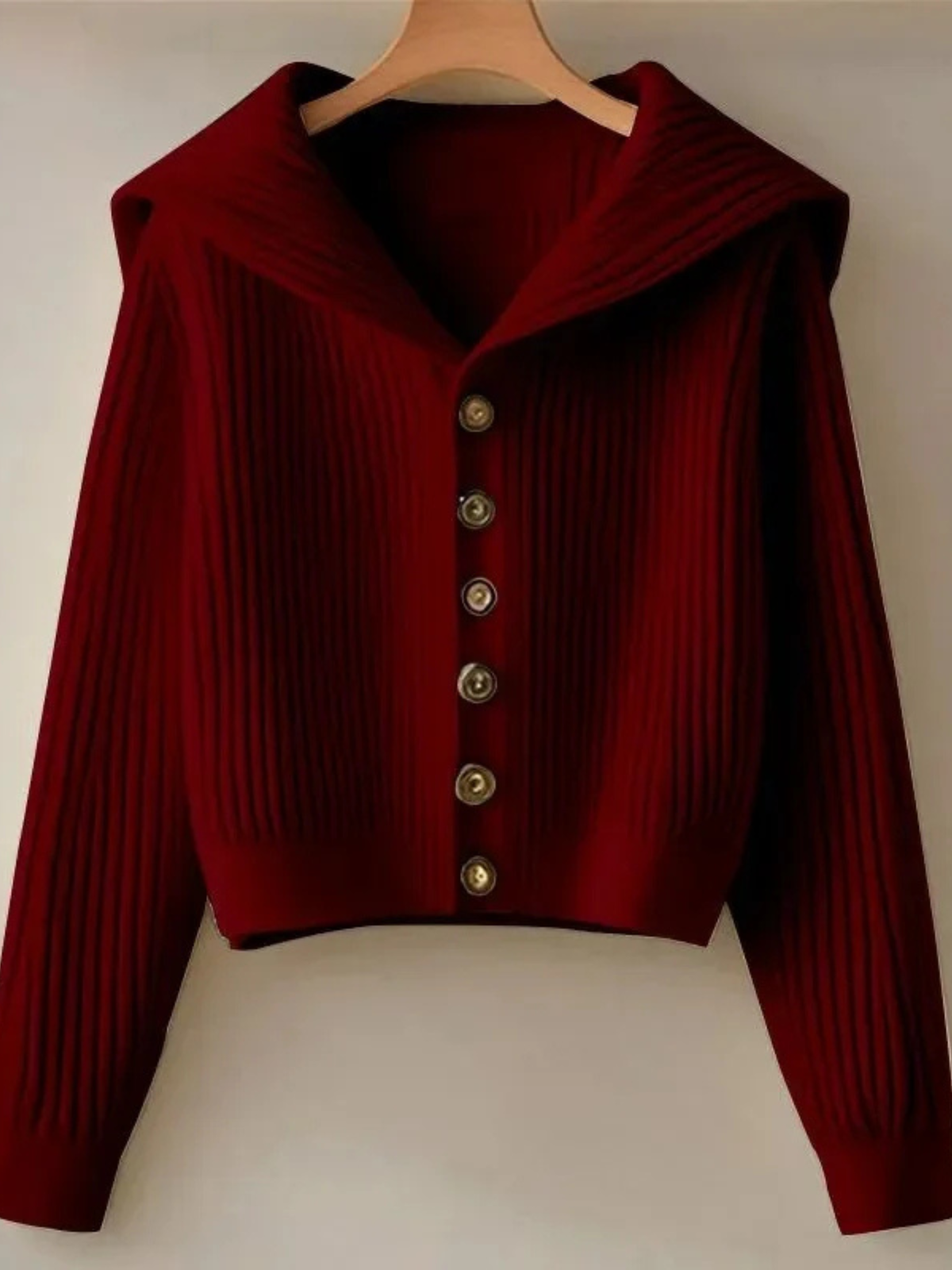 Melina™ | Sailor-Collar Rib Knit Cardigan