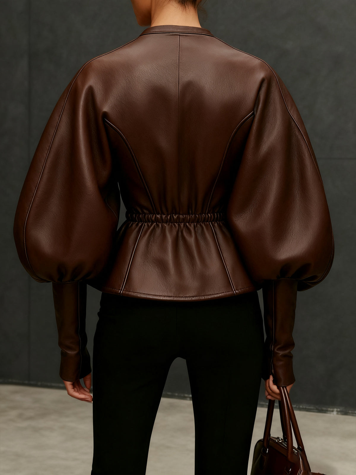 Remi™ | Faux Leather Balloon-Sleeve Jacket