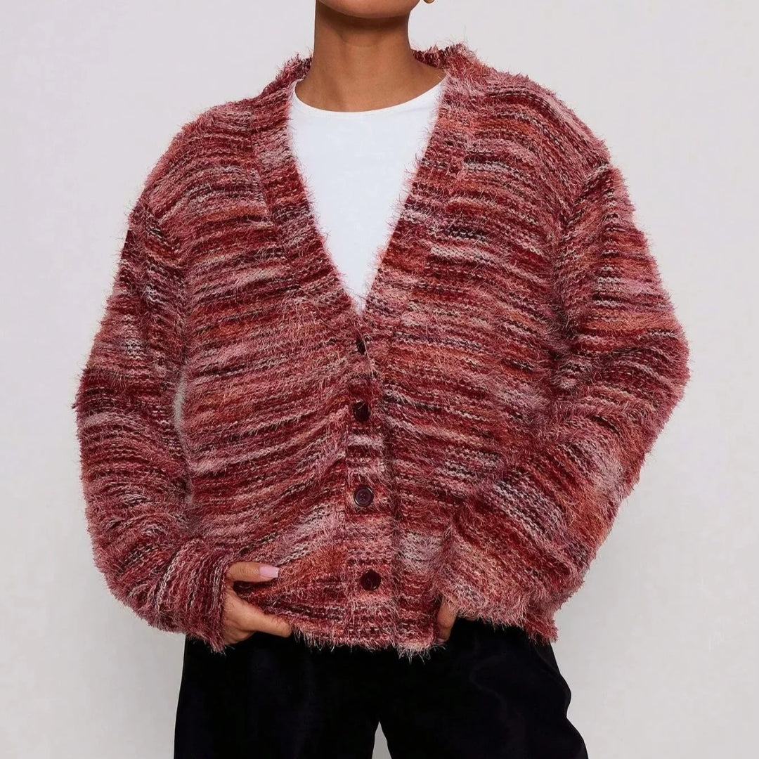 Clementine™ | Multicolor Fuzzy Knit Cardigan