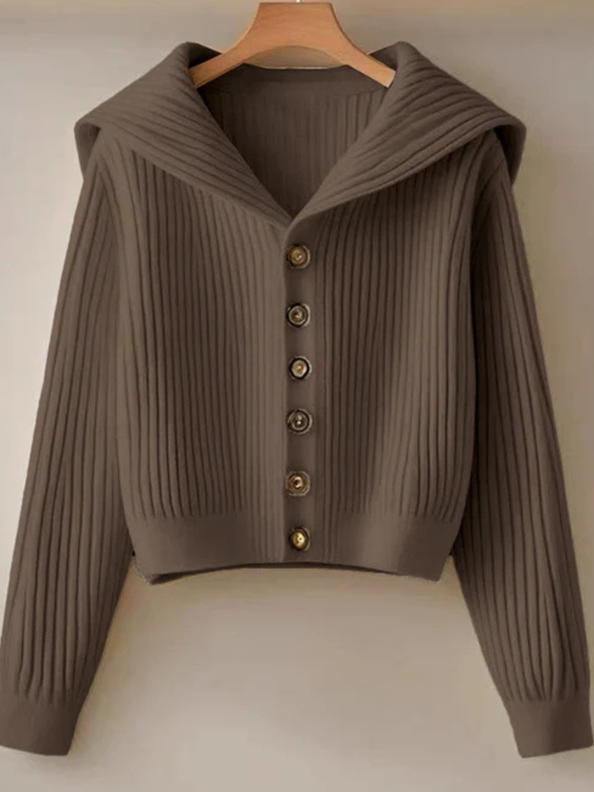 Melina™ | Sailor-Collar Rib Knit Cardigan