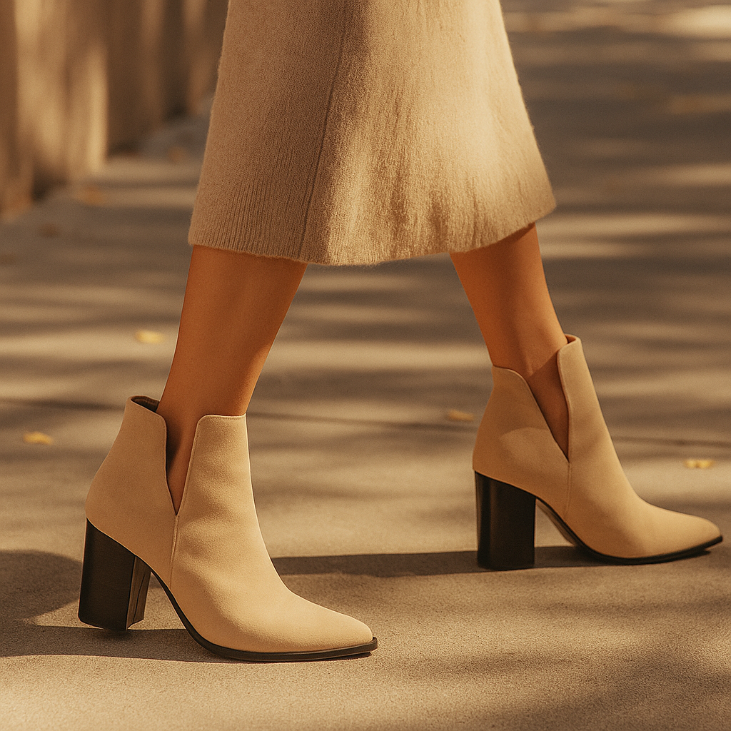 Valentina™ | Suede Block Heel Ankle Boots