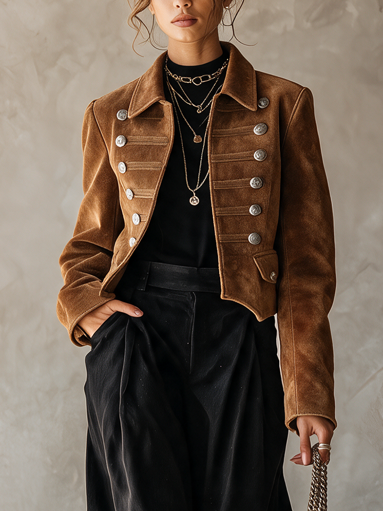 Sasha™ | Cognac Suede Military Jacket