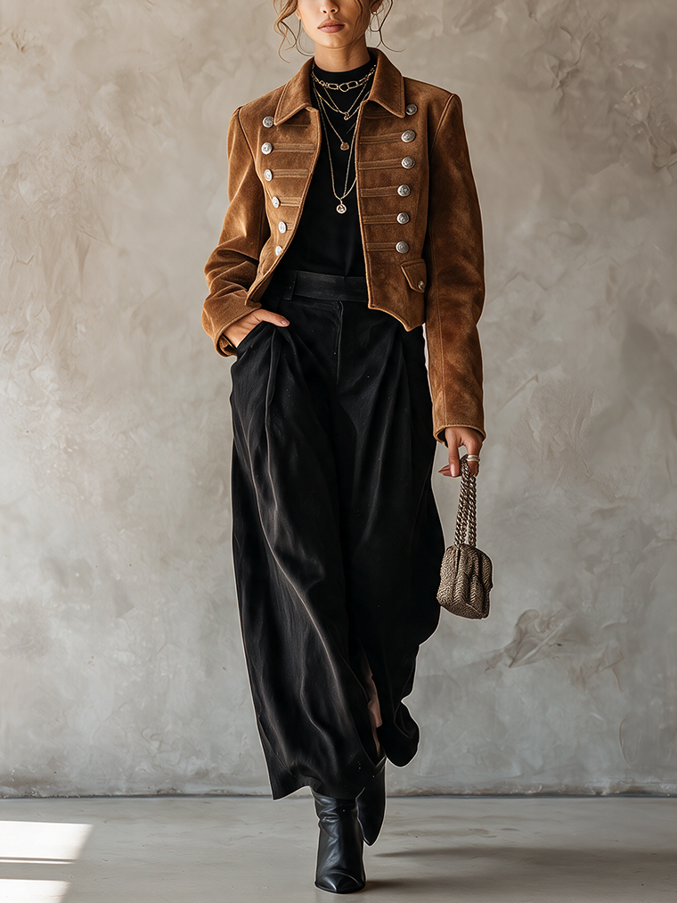 Sasha™ | Cognac Suede Military Jacket