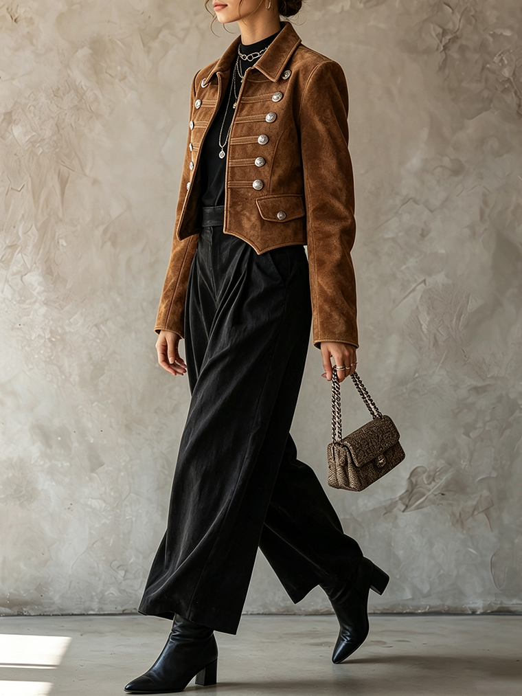 Sasha™ | Cognac Suede Military Jacket