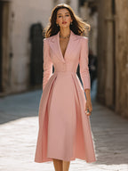 Emily | Elegant Pleated Blazer Midi Dress