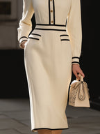 Magidan | Trim Midi Dress With Button Detail