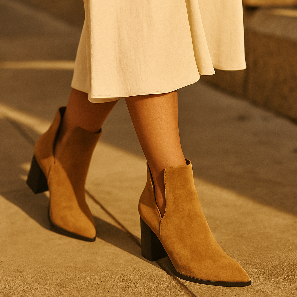 Valentina™ | Suede Block Heel Ankle Boots