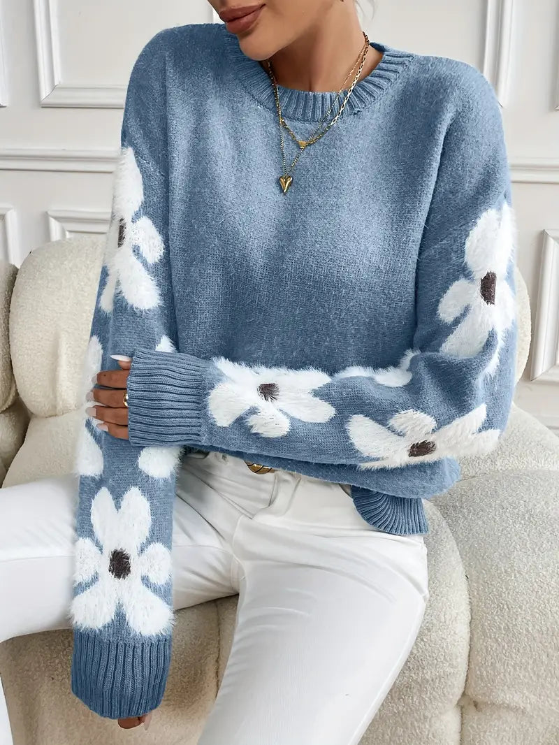 Daisy™ | Floral Appliqué Knit Sweater