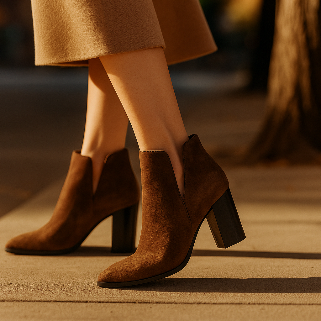 Valentina™ | Suede Block Heel Ankle Boots
