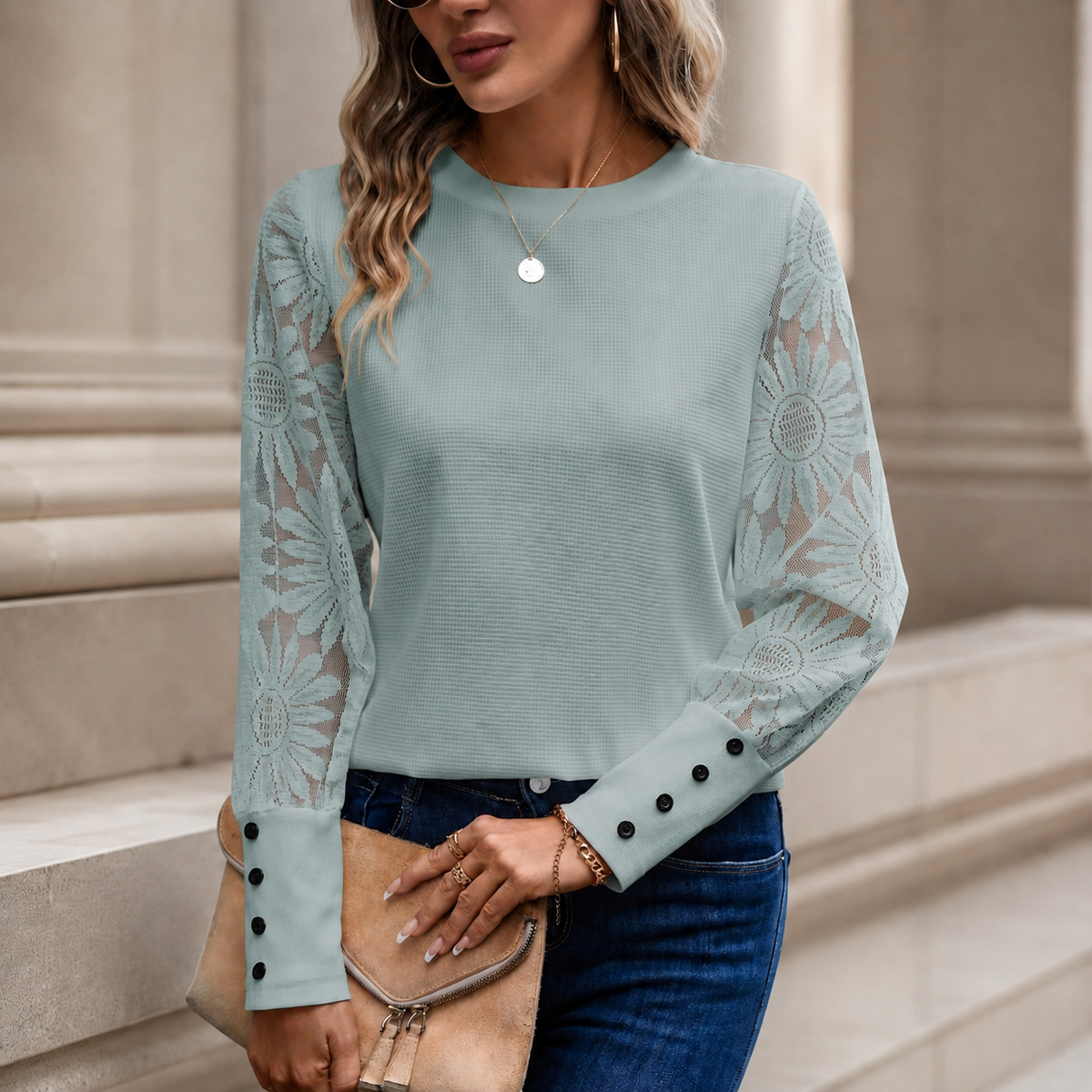 Lillian™ | Floral Lace Sleeve Top