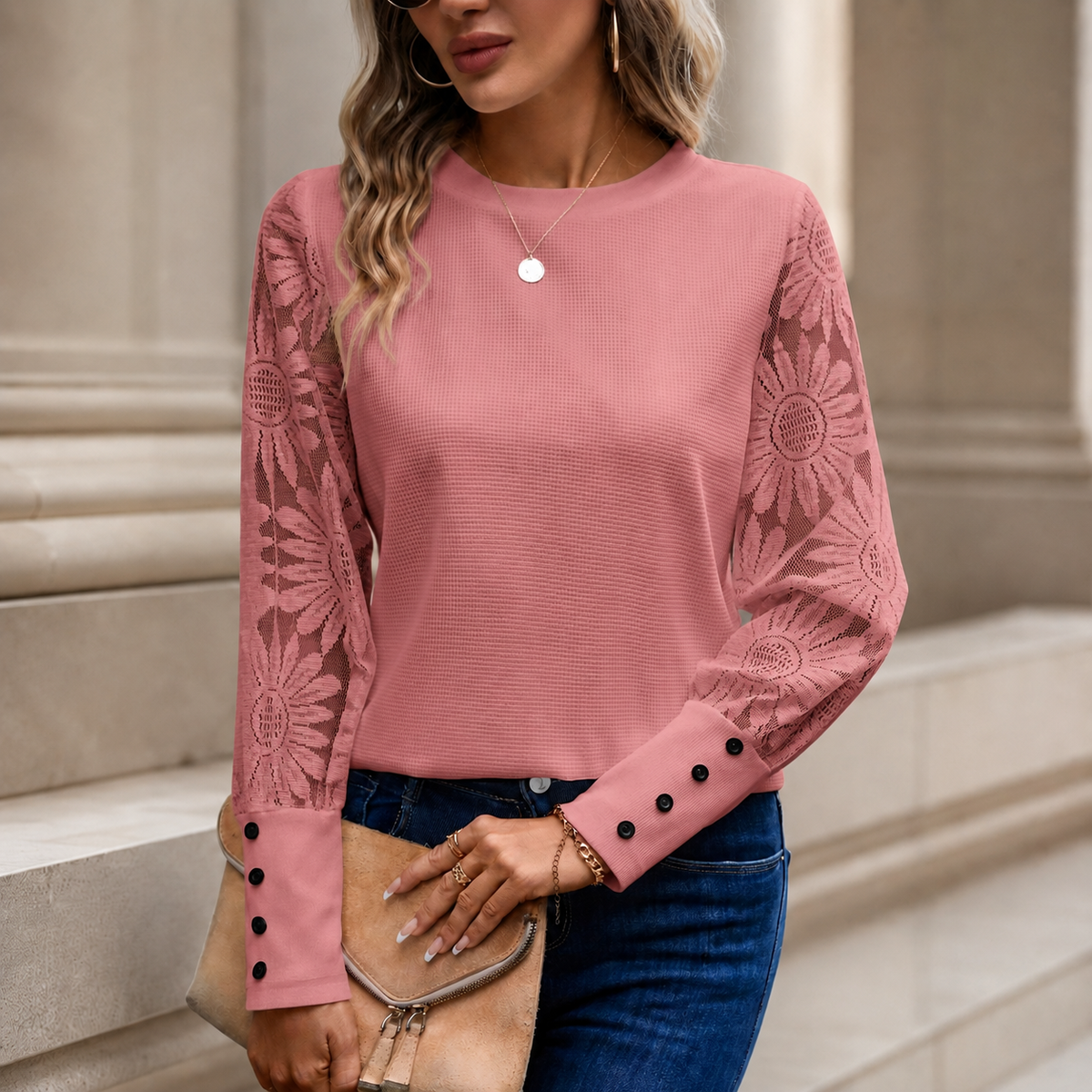 Lillian™ | Floral Lace Sleeve Top