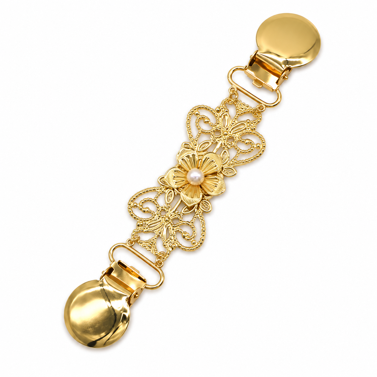 Aveline™ | Gold Filigree Flower Sweater Clip