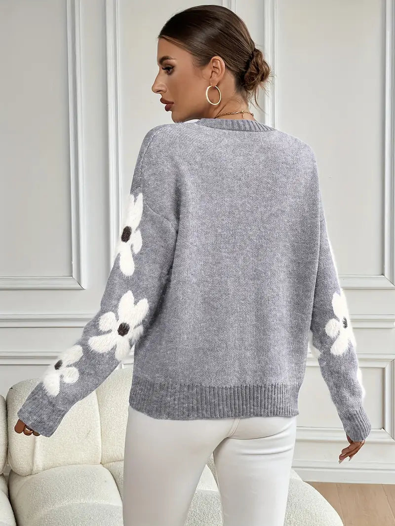 Daisy™ | Floral Appliqué Knit Sweater