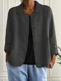 Zelina™ | Charcoal Crinkle Weave Blouse