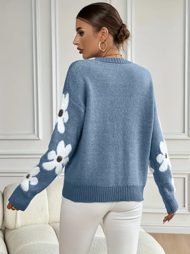 Daisy™ | Floral Appliqué Knit Sweater