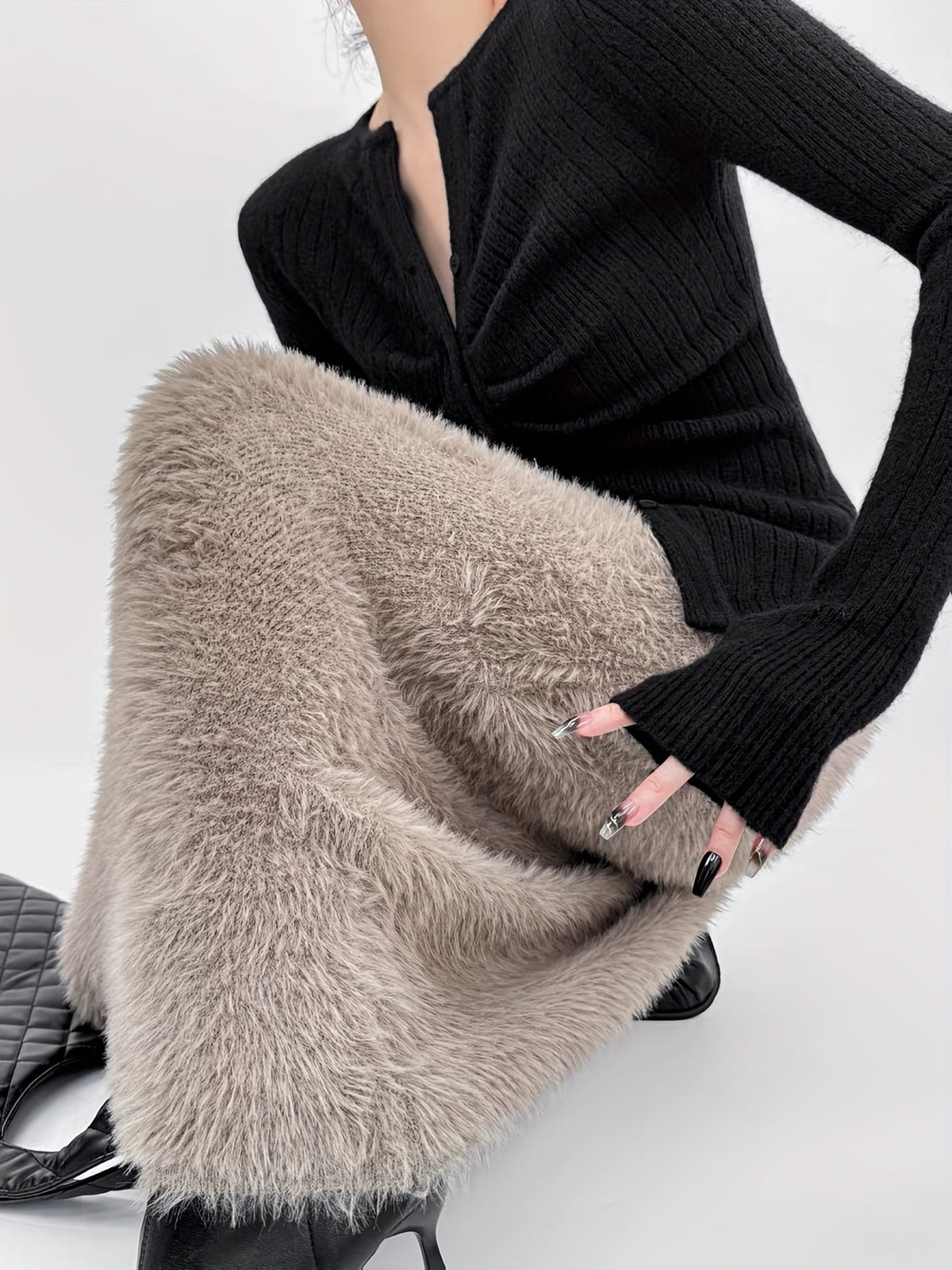 Clairmont™ | Faux Fur Maxi Skirt