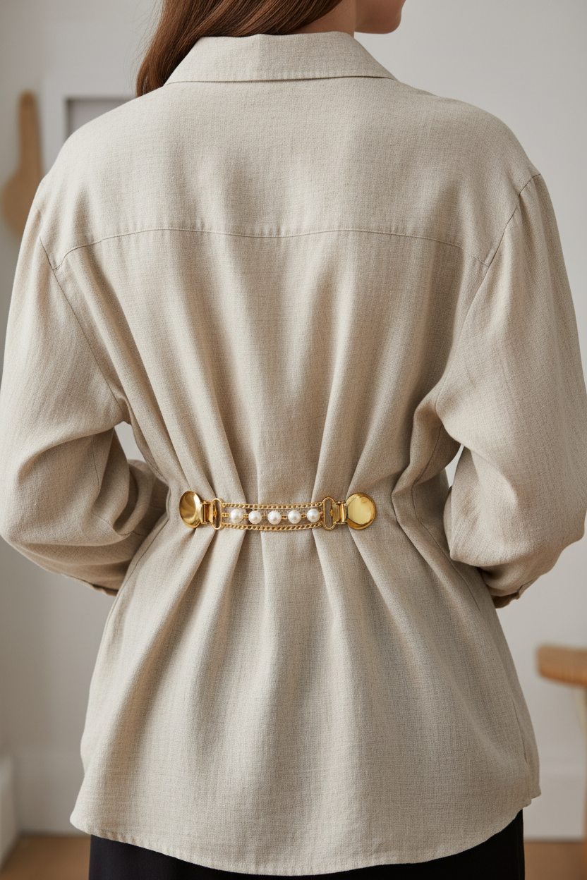 Pearl clip as back waist cincher