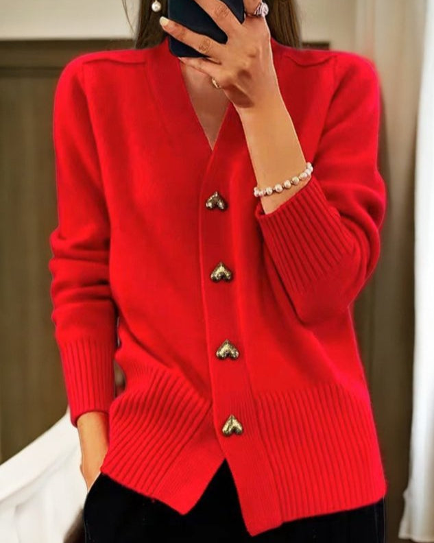 Luna™ | Heart Button Knit Cardigan